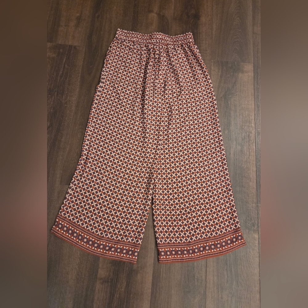 NWT Madewell Brown Geometric Wide-Leg Pants - Picture 5 of 5
